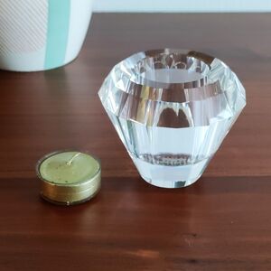 Vintage Lenox Crystal Candle Holder with Diamond Clear Design